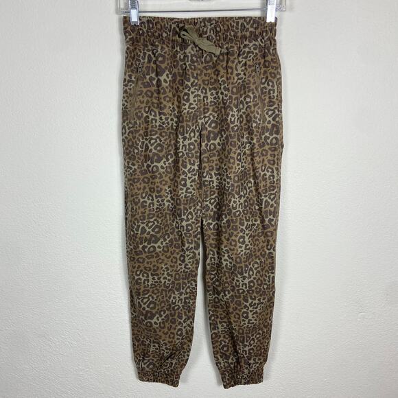Aritzia Tna Alix Pants Size XXS Leopard Print Joggers Brown Cotton Zip‎ Pockets - Picture 1 of 9